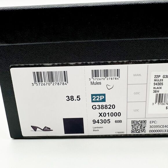 CHANEL 2022 Black Quilted Leather Slide Heels Size 38.5 Interlocking CC Mules - Picture 13 of 14